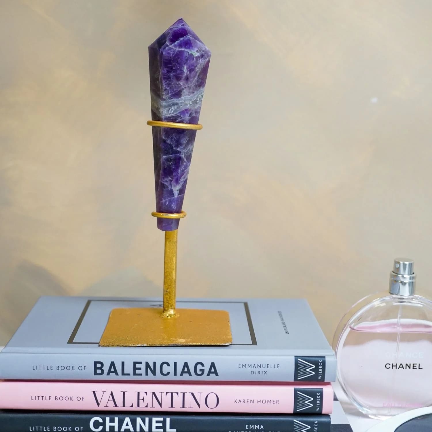 Chevron Amethyst Wand on Stand